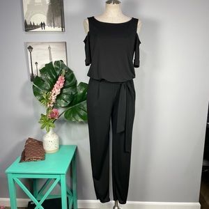 Bailey44 Black Cold Shoulder Jump Suit Sz S